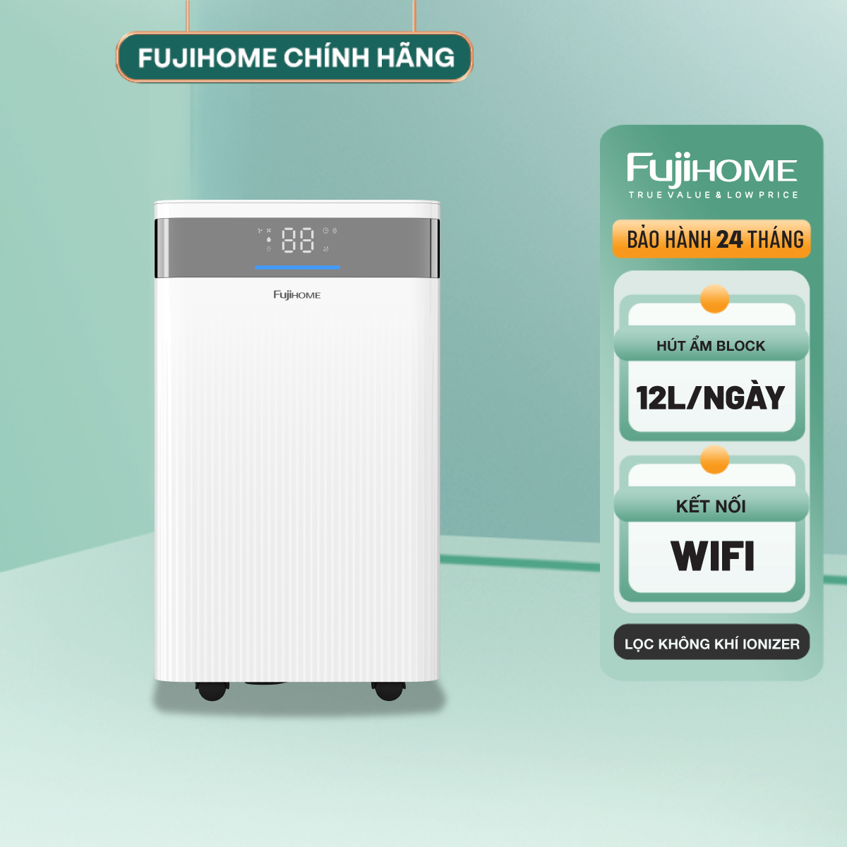 Fujihome DH12NW – Máy Hút Ẩm Thông Minh 12L Wi‑Fi - Bảo hành điện tử toàn quốc