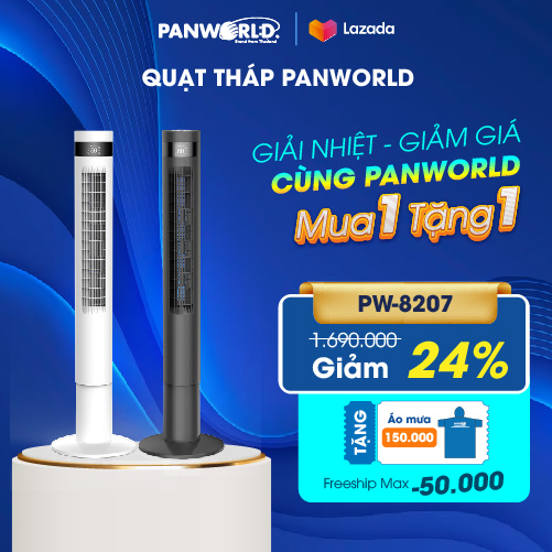 Quạt tháp Panworld PW-8207 (W-B) màu đen màu trắng thương hiệu Thái Lan cap cấp Panworld