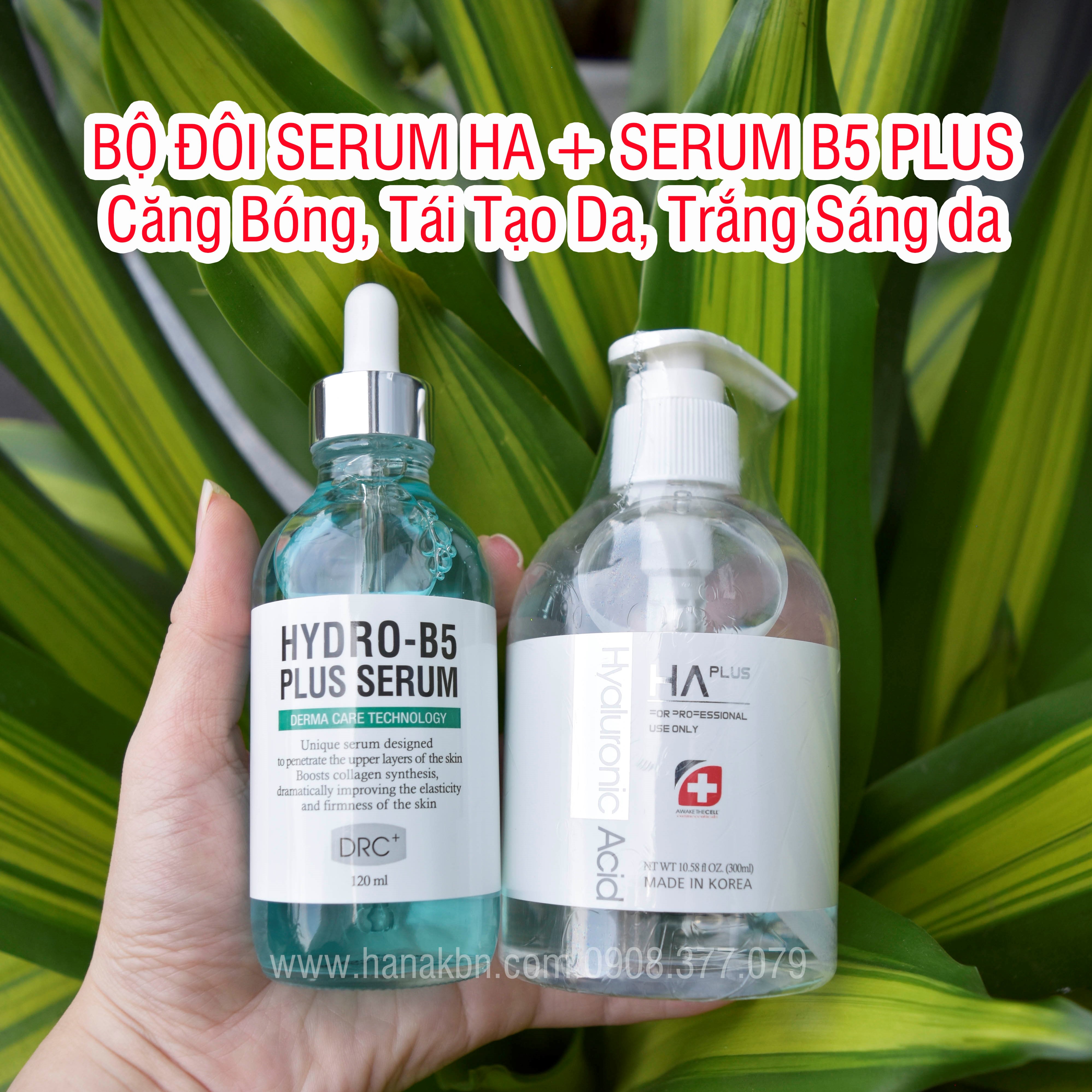 Bộ Đôi Căng Bóng Tái Tạo Da Trắng Sáng da Ngừa mụn - Serum HA Plus 300ml + Hydro B5 Plus 120ml (Hàng