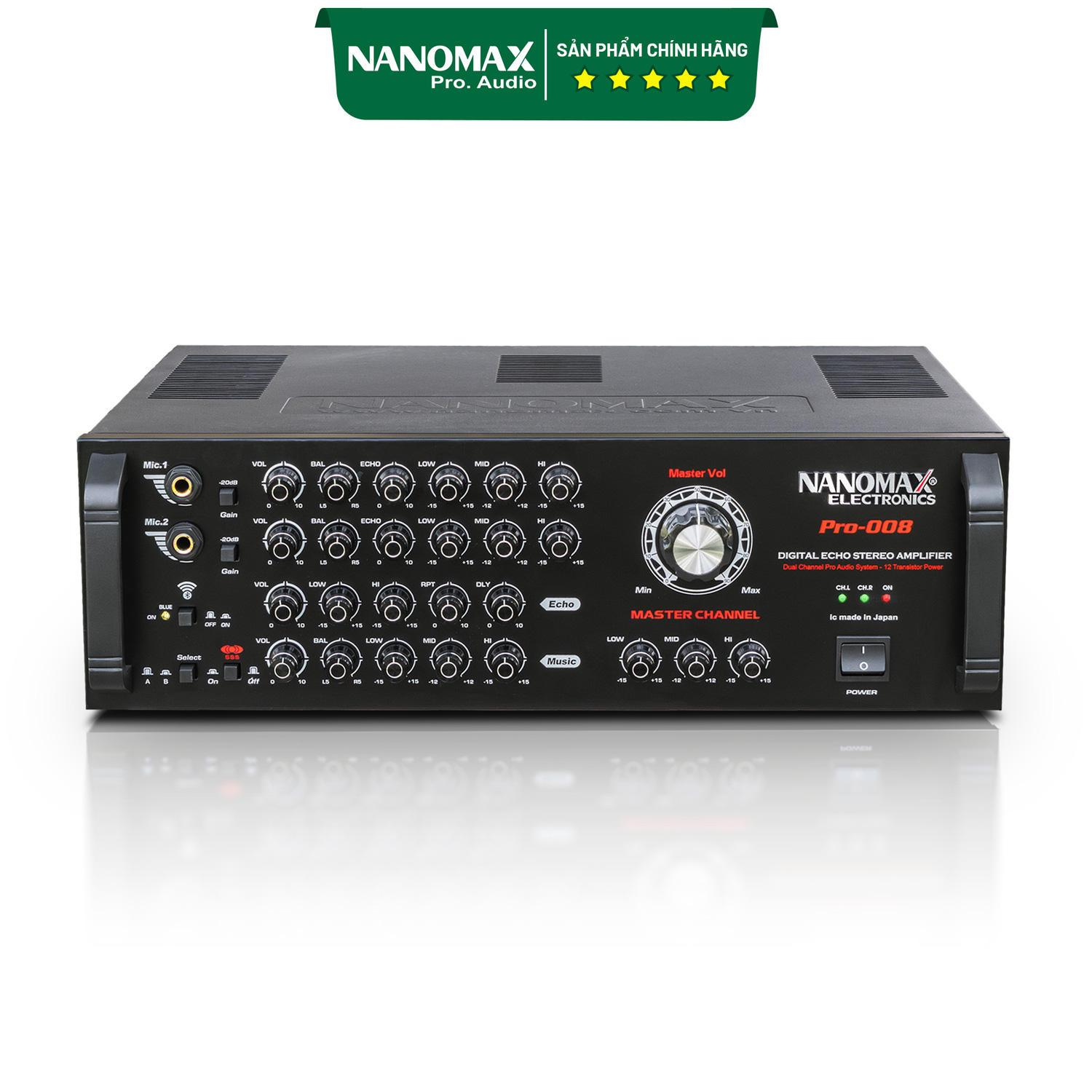 Amply Karaoke Nanomax Pro-008 12 Sò Công Suất 830w/max Kết Nối Bluetooth Chính Hãng Chất Lượng Cao