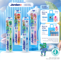 [Giao màu ngẫu nhiên] Combo 4 Bàn chải đánh răng Jordan trẻ em lông tơ mềm bước 3 cho bé 6-9 tuổi xuất xứ Na Uy