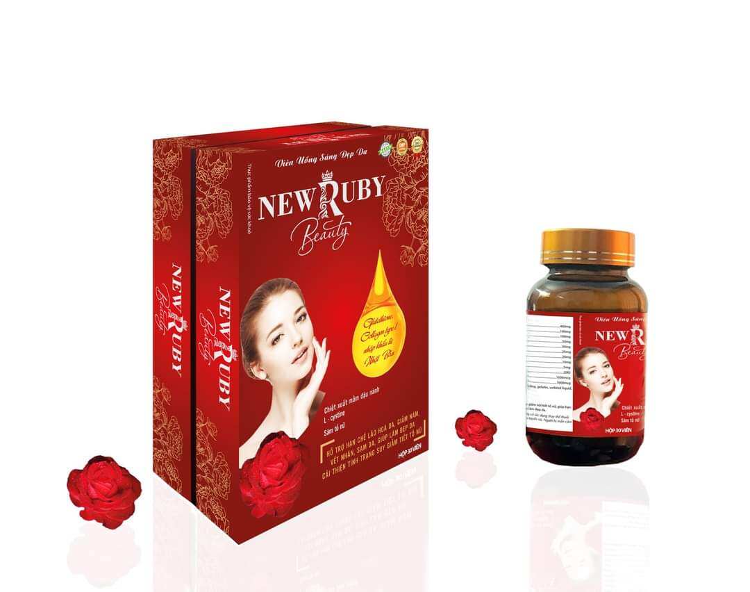 Viên uống bổ sung n.ộ i t.iết tố nữ   hạn chế l.ão hoá  giảm nám  sạm da - New Ruby Beauty - TP sâm tố nữ