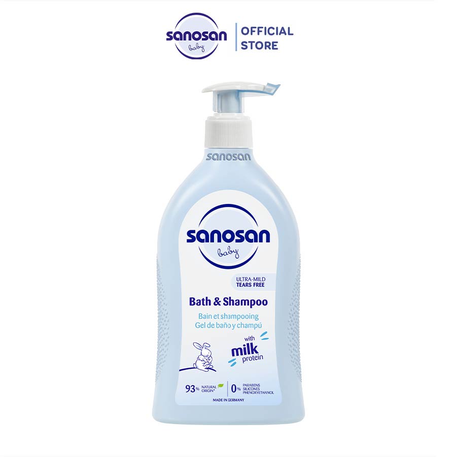 Sữa tắm gội Sanosan Baby với protein sữa thủy phân 0M+ 500ml