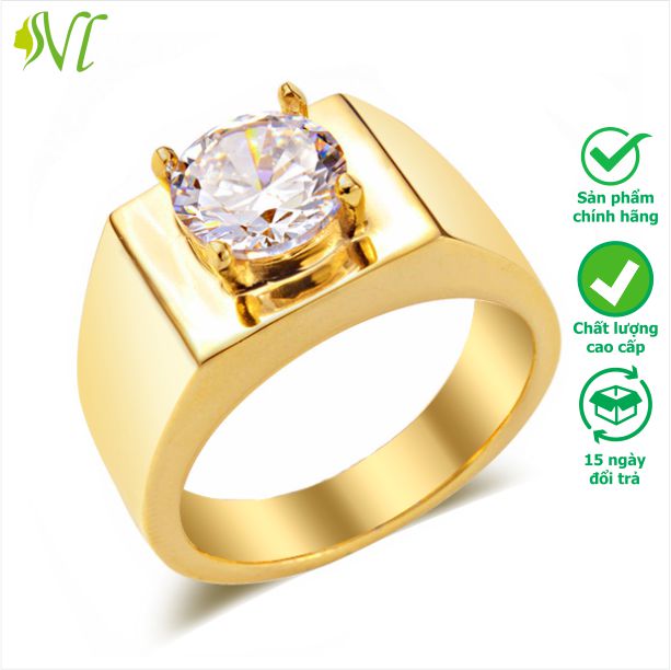 Nhẫn nam mạ vàng 18k đính đá nhẫn nam mạ vàng cao cấp nhẫn nam mạ vàng đính đá không gỉ không đen xà
