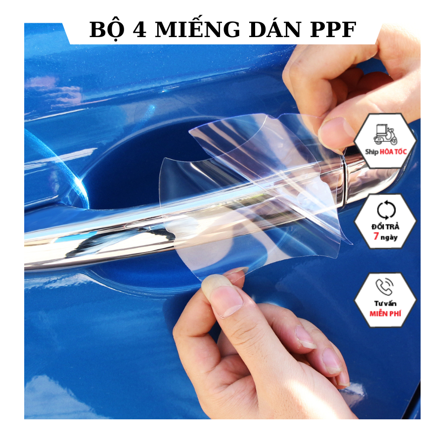Bộ 4 miếng PPF dán tay nắm hõm cửa ô tô miếng dán chống trầy xước ô tô xe hơi