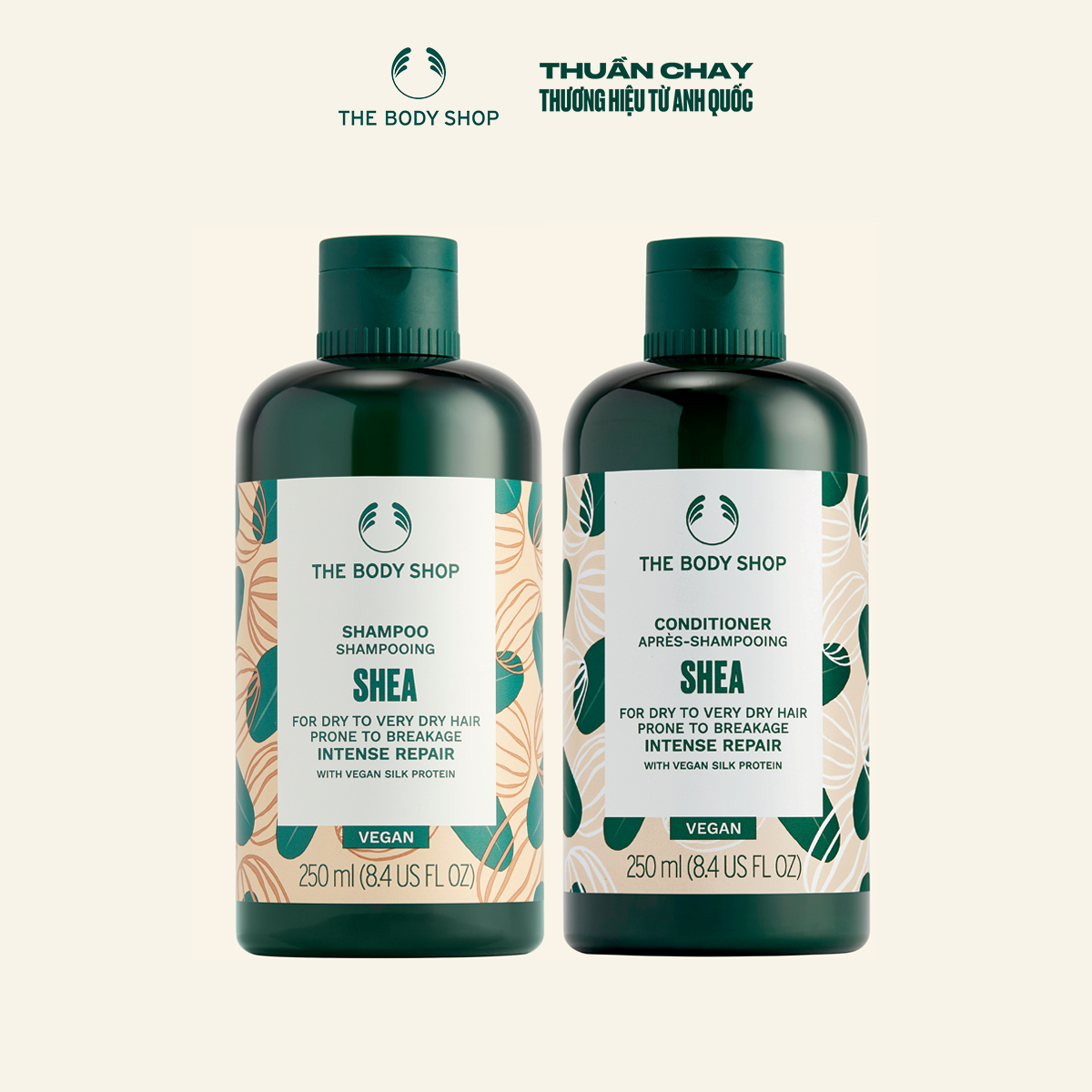 Combo Dầu Gội & Dầu Xả Bơ Hạt Mỡ Shea The Body Shop 250ml