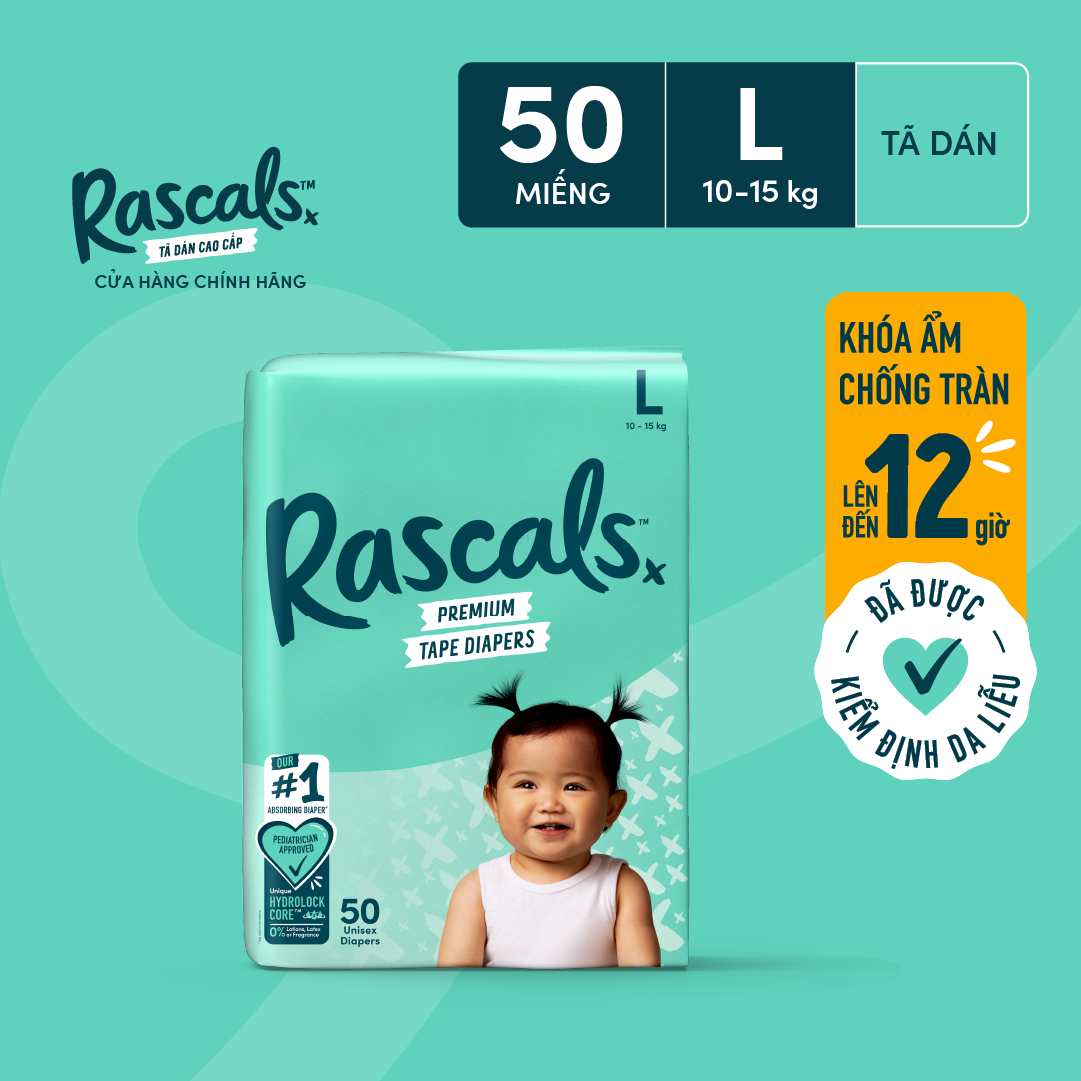 Tã/Bỉm Dán Rascals Size L (10-15kg) 50 miếng