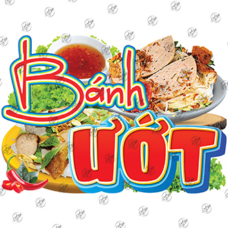 Decal BÁNH ƯỚT trang trí xe đẩy decor menu hình dán quán ăn hình dán tường tủ kính bánh mì xôi bánh 