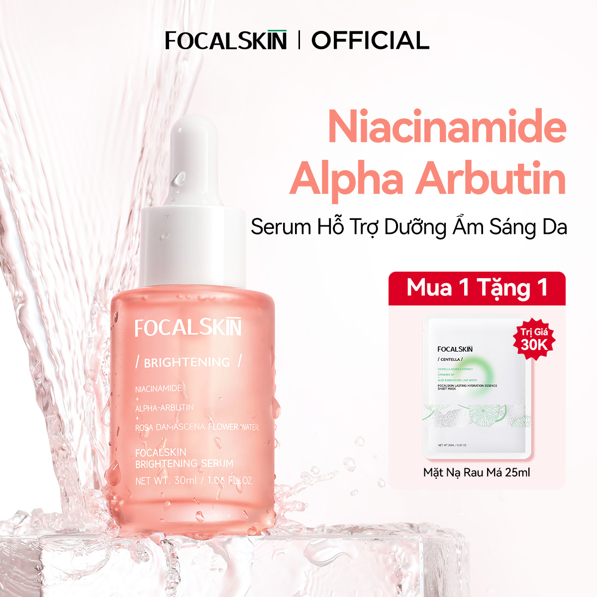 FOCALSKIN Serum Dưỡng Trắng Da Mờ Thâm Mụn Gấp Đôi Vitamin C + Niacinamide B3 +  Alpha Arbutin Dưỡng