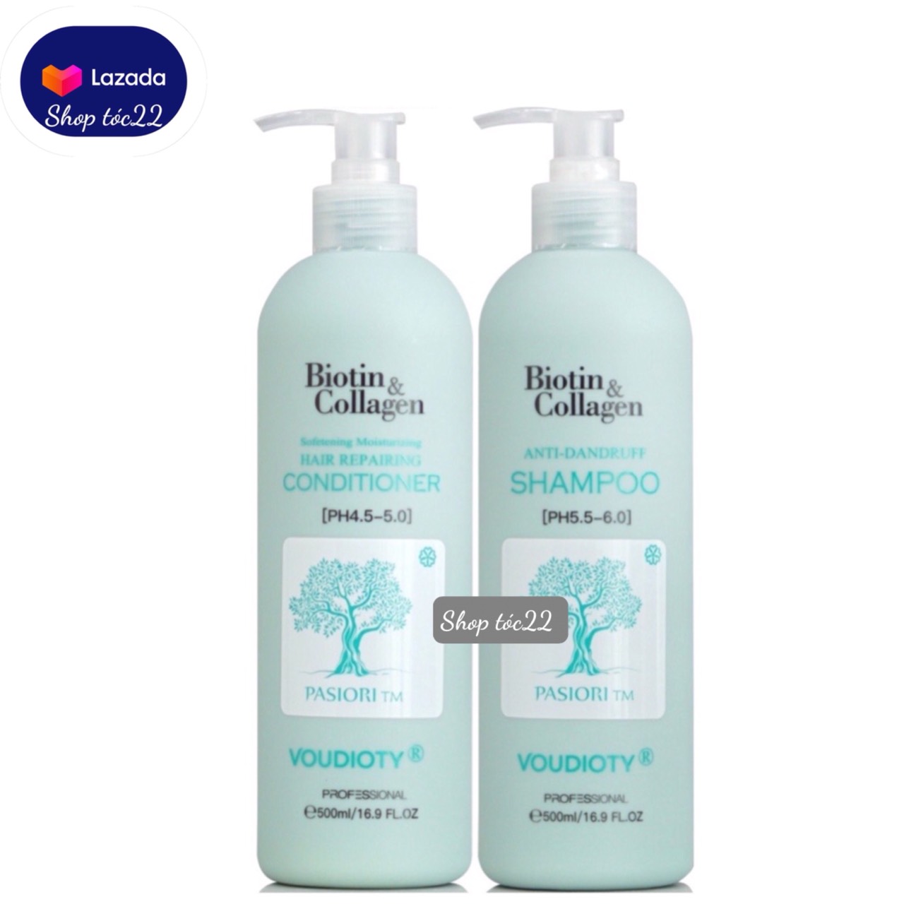 Cặp dầu gội xả biotin collagen dầu gội biotin collagen xanh dương  ngừa gầu giảm rụng tóc kích thích mọc tóc 500ml