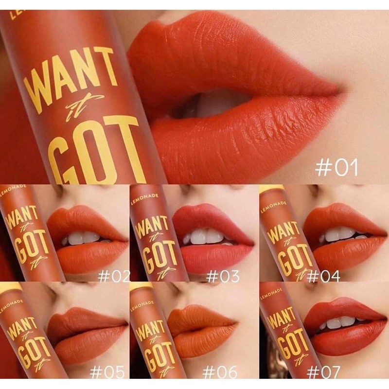 [Hcm]Son Kem Lì Nhẹ Môi Lemonade 5G Want It Got It Lipcream