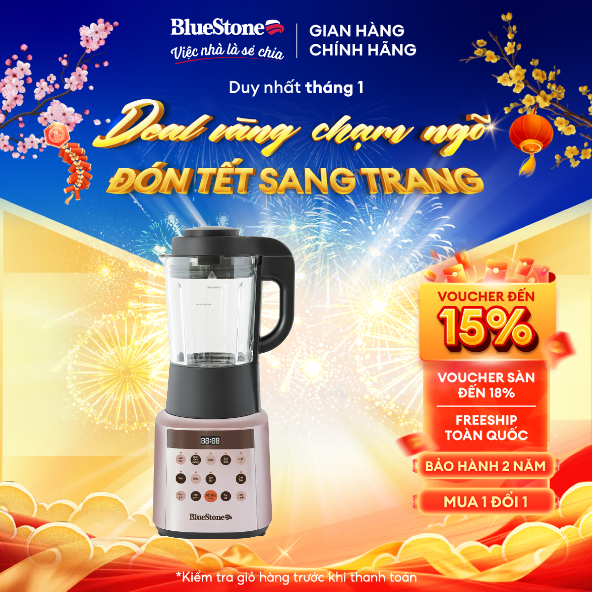 SẢN PHẨM MỚI - Máy Làm Sữa Hạt Đa Năng BlueStone BLB-6029 -175 Lít - (900W) - 8 Chương trình - Lưỡi 