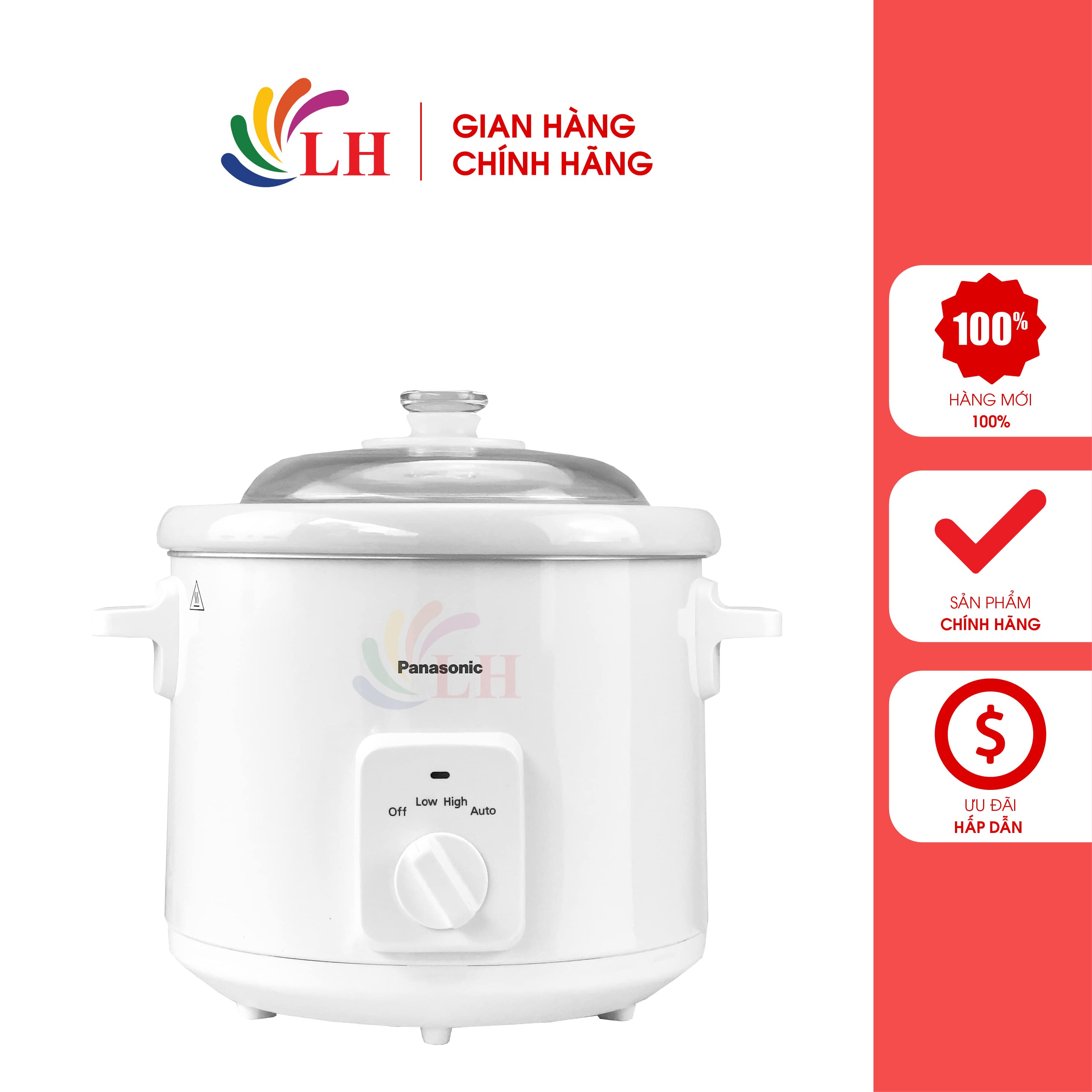 Nồi nấu chậm Panasonic 3 lít NF-N31AWRA/5 lít NF-N51AWRA - Hàng chính hãng - Đai silicon bảo vệ vung