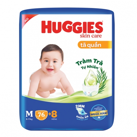Bỉm - Tã quần Huggies cộng miếng size M 76 + 8 miếng (6 - 11kg)