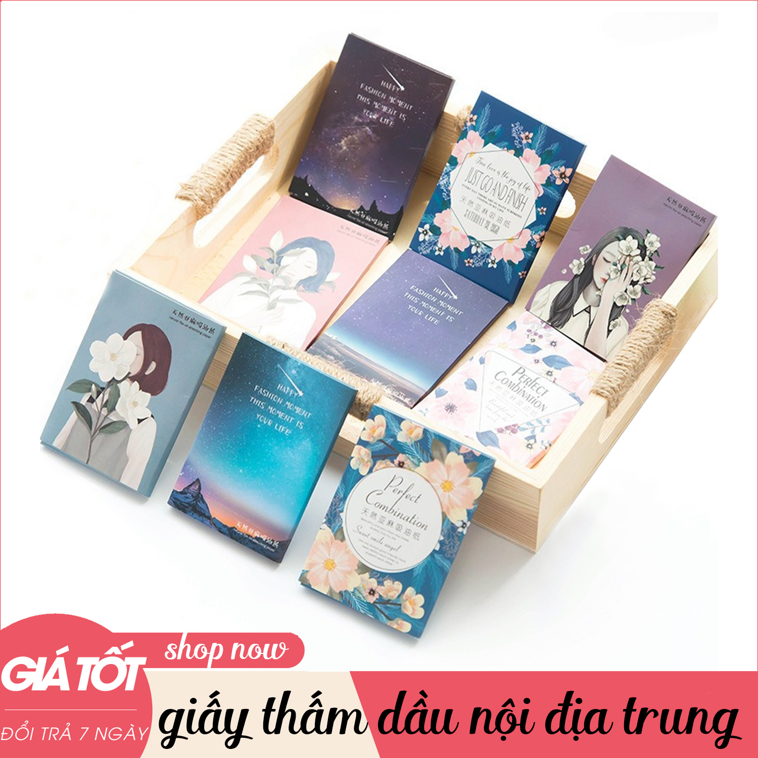 Set 10 Gói Giấy Thấm Dầu Hàng Nội Địa Trung Cao Cấp (1 Gói 50 Miếng) Giúp Da Sạch Thoáng Không Nhờn Phòng Tránh Mụn Ngăn Lây Lan Mụn An Toàn Cho Da