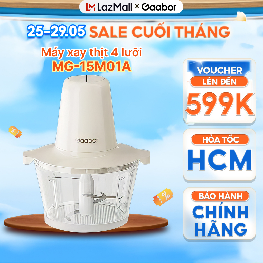 Máy xay thực phẩm 2L đa năng GAABOR MG20M-BE01A /GJ-M30A công suất 300W cối thuỷ tinh chịu lực tốt -