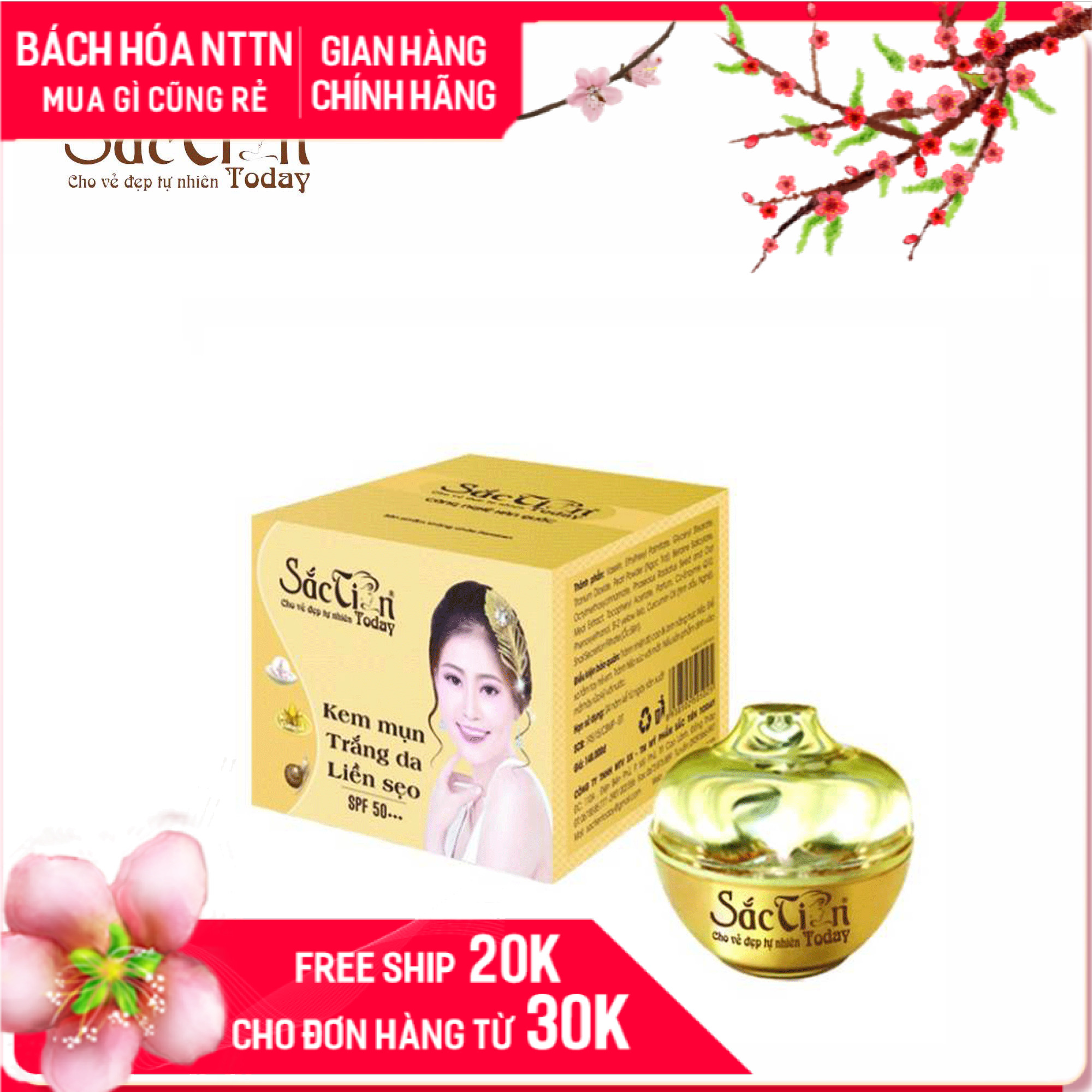 Kem Mụn Trắng Da Liền Sẹo Sắc Tiên Today (15G)