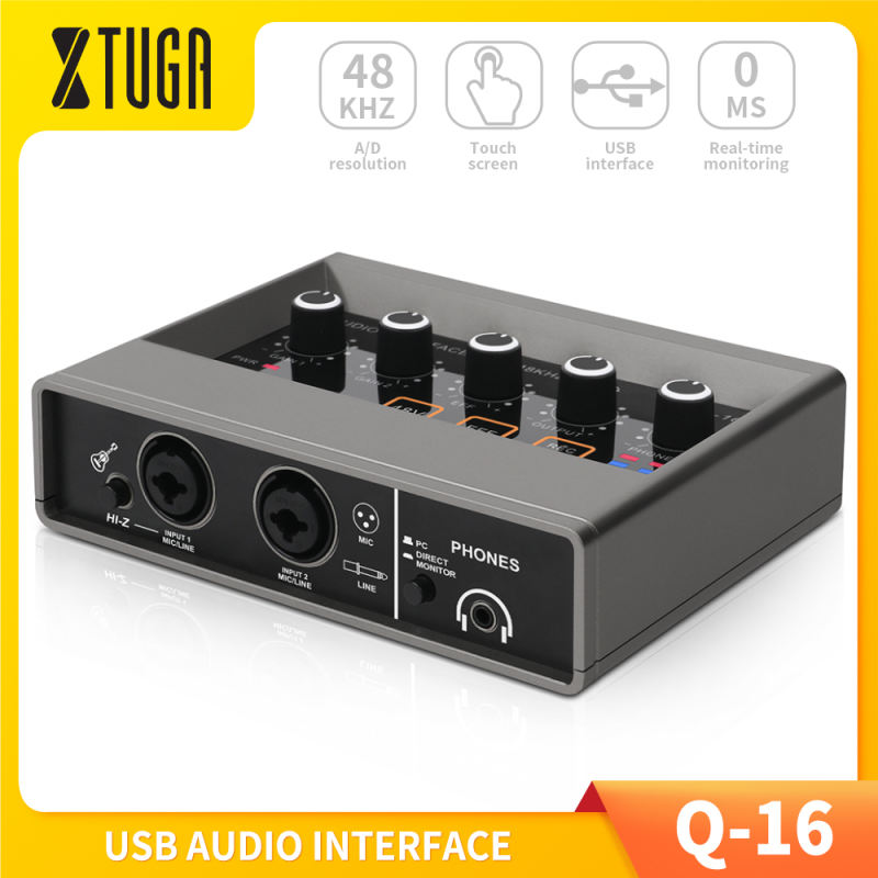 Card Âm Thanh Ghi Âm USB Q-16 Chuyên Nghiệp Giao Tiếp Âm Thanh Với Giắc Cắm Màn Hình Tích Hợp Độ Phân Giải Âm Thanh 16 Bit/48 KHz Hiệu Ứng DSP Sử Dụng Nguồn 48V Để Ghi Âm Bài Hát K Phòng Thu Âm