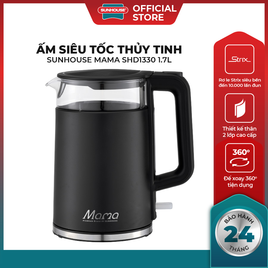 ẤM SIÊU TỐC THỦY TINH 1.7L SUNHOUSE MAMA SHD1330