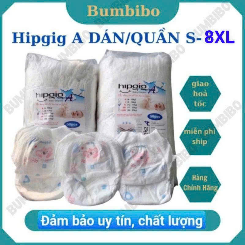 100 Miếng Bỉm Quần HIPGIG A Đủ Size MLXLXXL3XL4XL