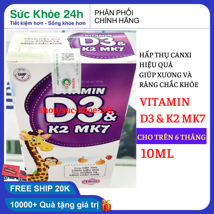 Vitamin D3 K2 MK7 giúp tăng chiều cao chống còi xương 10 ml – Chuẩn BYT- HSD 2023