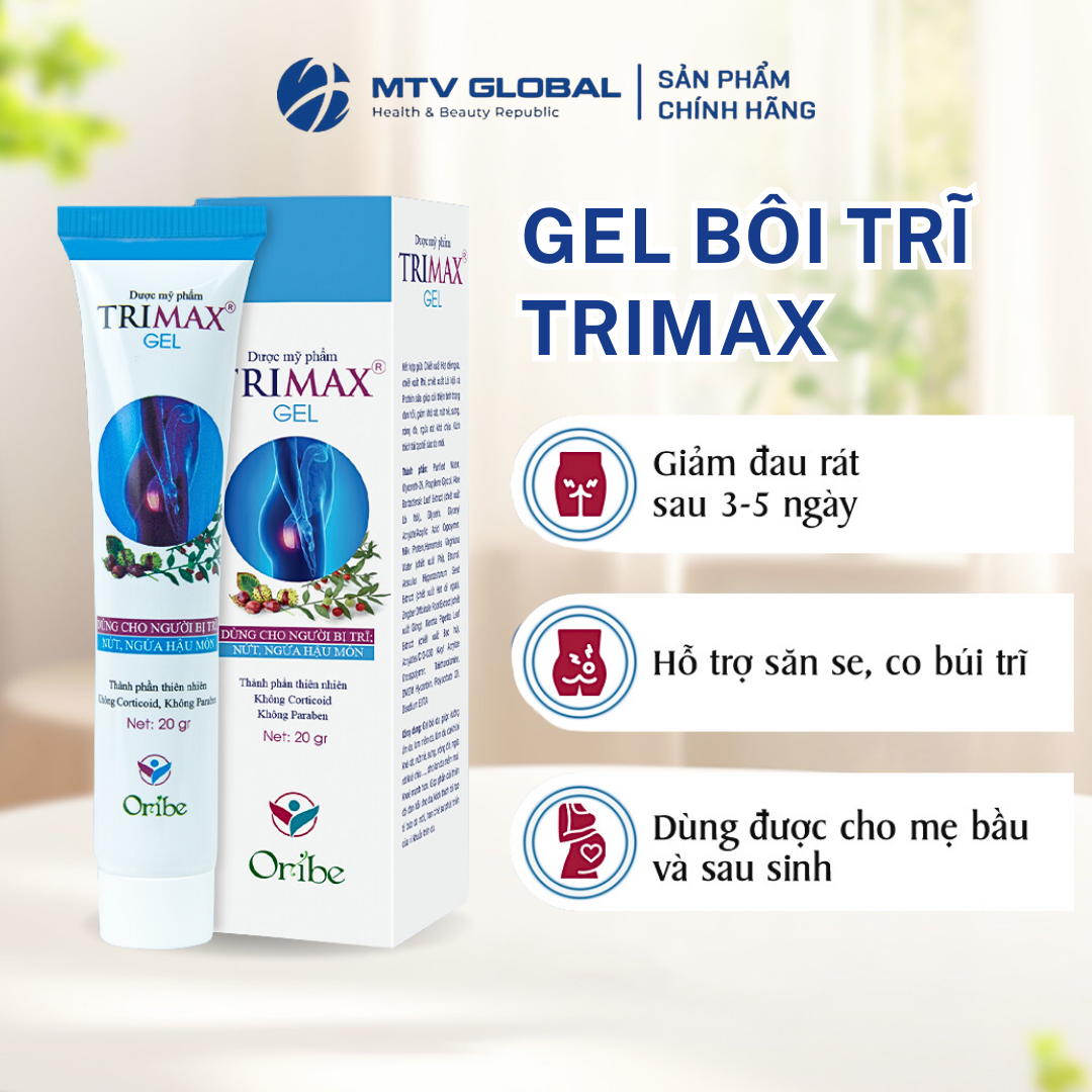 Viên Uống Trimax Dân Khang Hộp 30 viên + 1 Gel Trimax  20g Hỗ Trợ Co Búi Trĩ Giảm Sưng Đau Do Trĩ