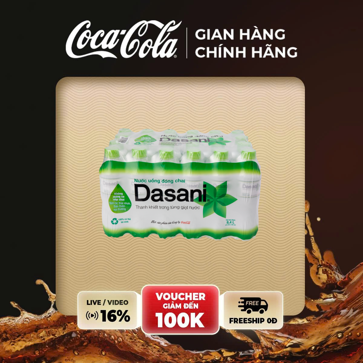 [HOẢ TỐC HCM] Lốc 24 Chai Nước Suối Dasani 350ml/Chai Sale 11.11 Coca-Cola Chính Hãng_LD