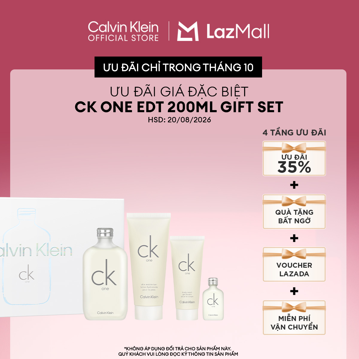 [CLEARANCE SALE] Set Nước hoa Nam Nữ Calvin Klein CK One EDT 200ml + Body Lotion 200ml + Sữa Tắm 100