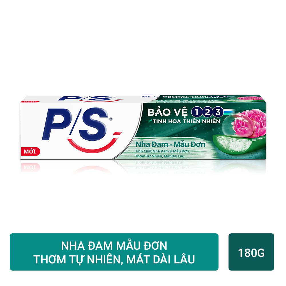 Combo 2 Cây Kem Đánh Răng P/S Nha Đam - Mẫu Đơn Bảo Vệ 123 Tinh Hoa Thiên Nhiên Tuýp 180G