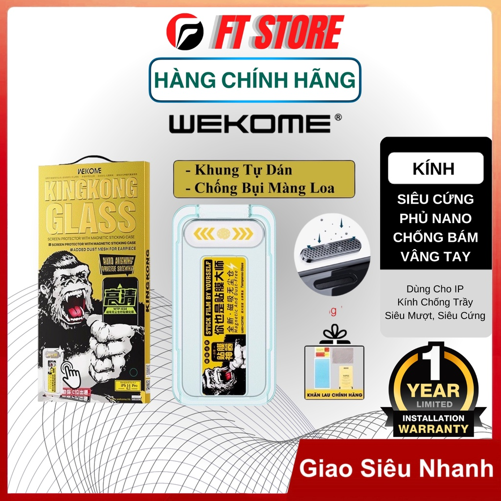 Kính Cường Lực Kingkong tự dán WTP-034 Full HD Trong suốt cho điện thoại iPhone chính hãng - FT STOR
