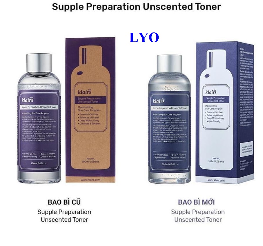 Nước Hoa Hồng Klairs Supple Preparation Unscented Toner 180Ml.