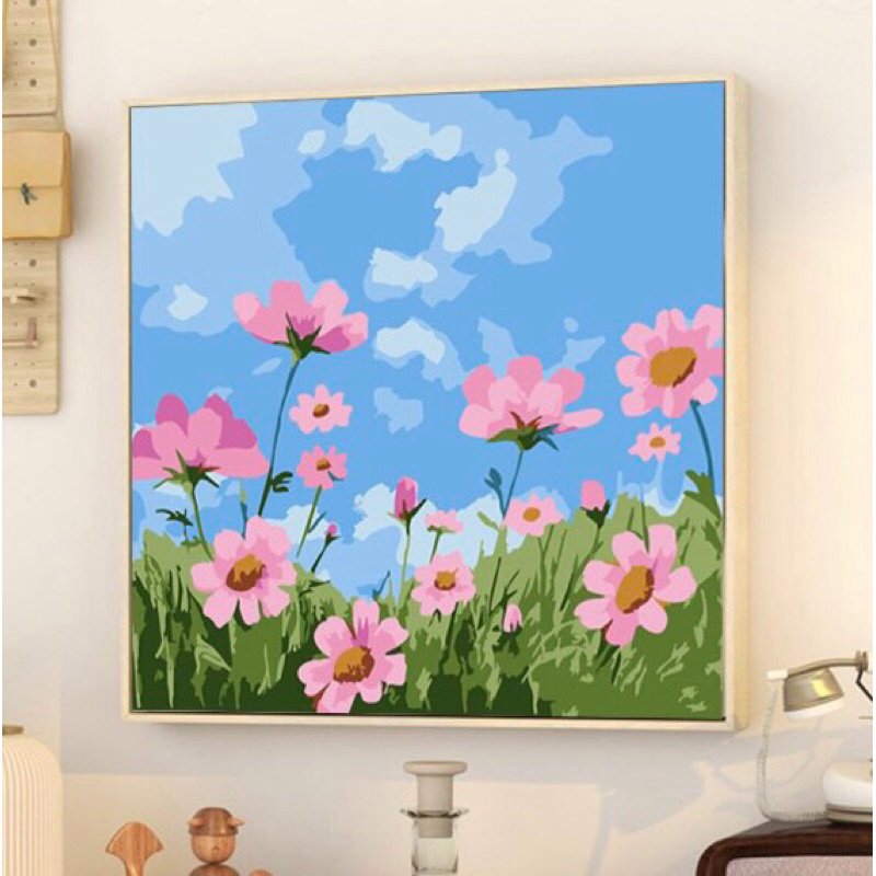 quà sinh nhật Tranh Tô Màu Theo Số Hóa Mini Anime Có Khung Phong Cảnh Hoạt Hình Hoa Tulip 20*20