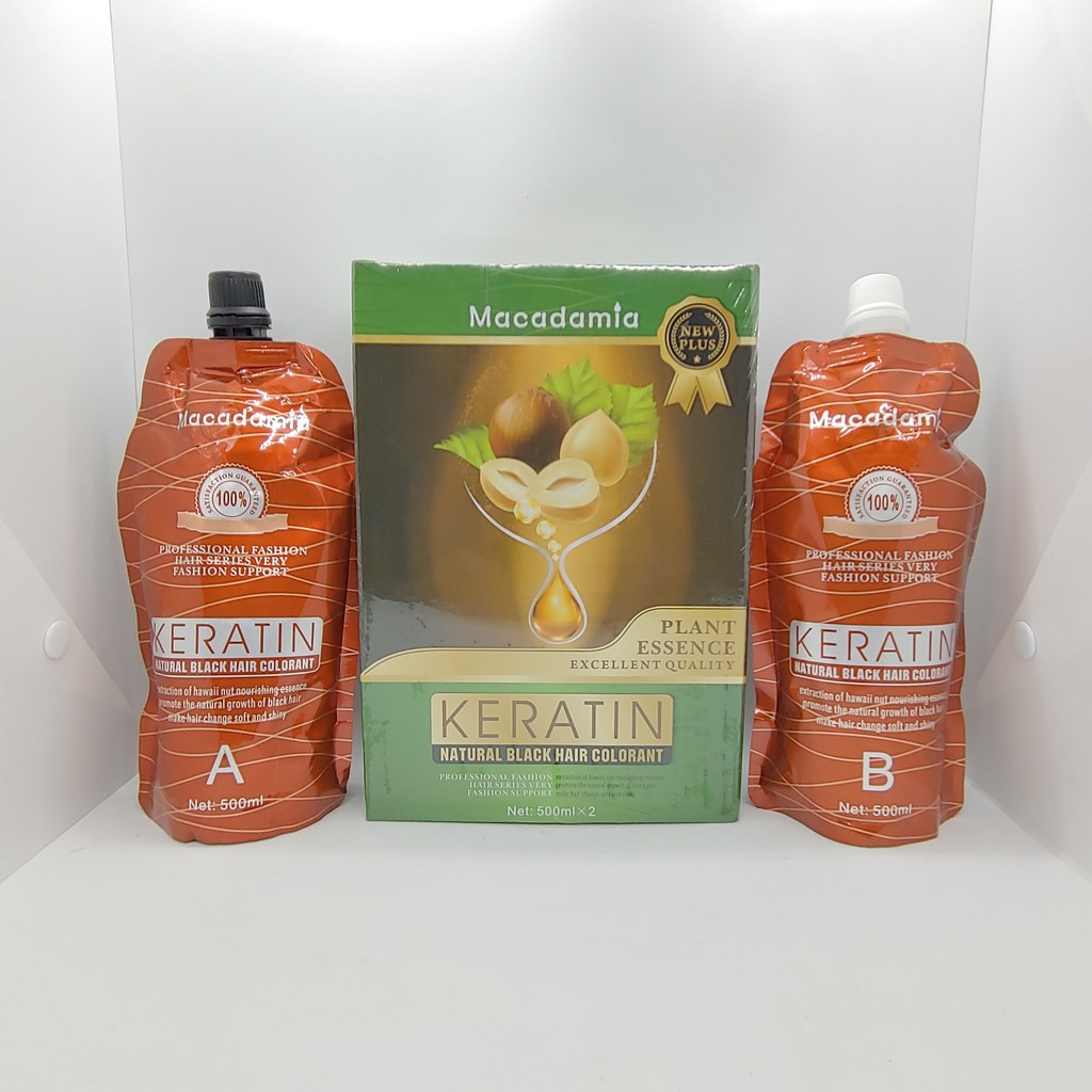 Thuốc ( Màu ) Nhuộm đen Tóc Bạc Thảo Dược Keratin Macadamia (maca)  [ THÀNH PHẦN THIÊN NHIÊN ]  500m
