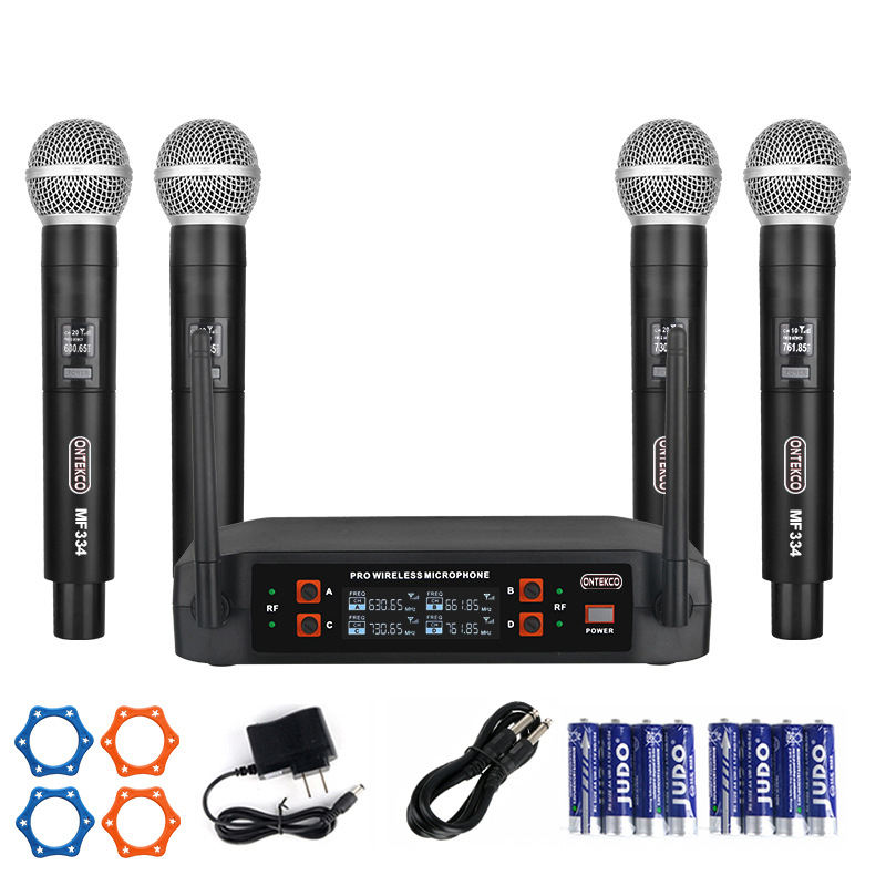 Micro karaoke không dây ontekco mf334 đa năng dùng cho các thiết bị âm thanh loa kéo vang đẩy bắt sóng xa