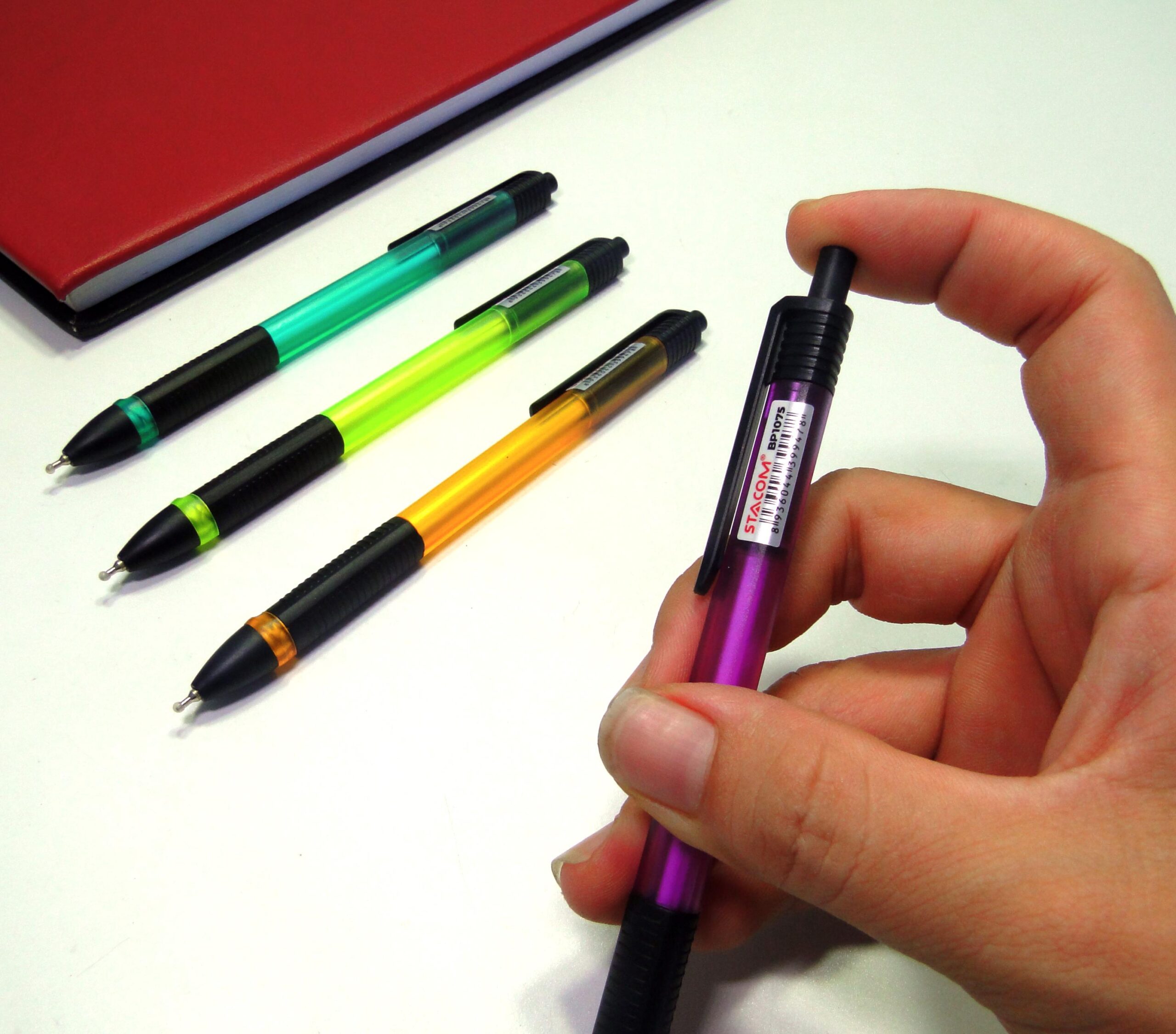 (Combo 10 cây) Bút Bi Mực Semi Dạng Bấm STACOM - BP1075/BP1105 - Với Đầu Ngòi 0.5mm - Mực Xanh Thân