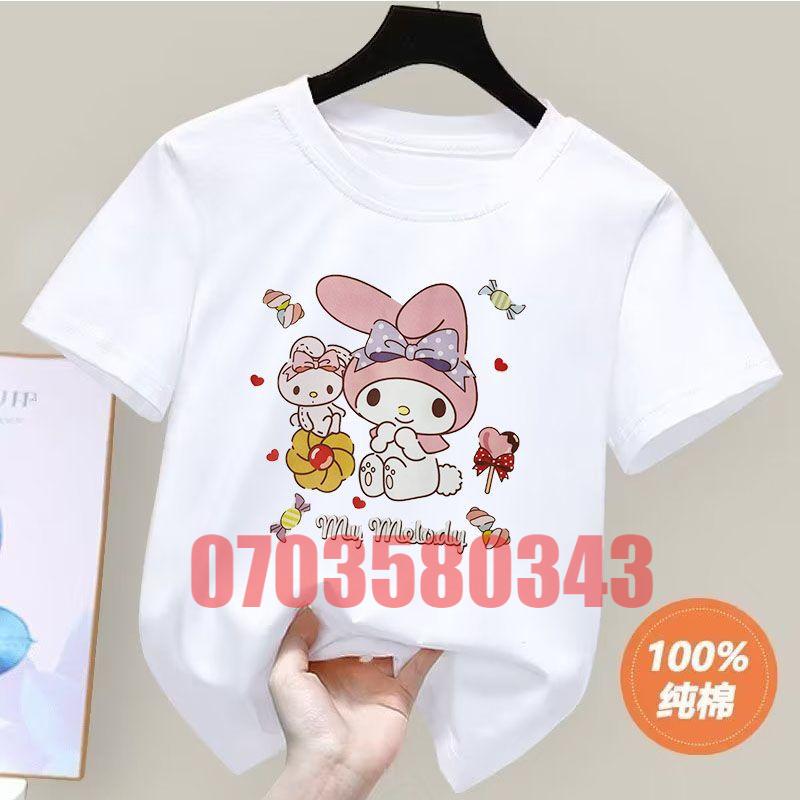 2024 Áo Thun Nữ Tay Ngắn BÉ GÁI Thời Trang Cinnamoroll Trong Mùa Hè Hoạt Hình Rời Áo Trẻ Em Hoạt H