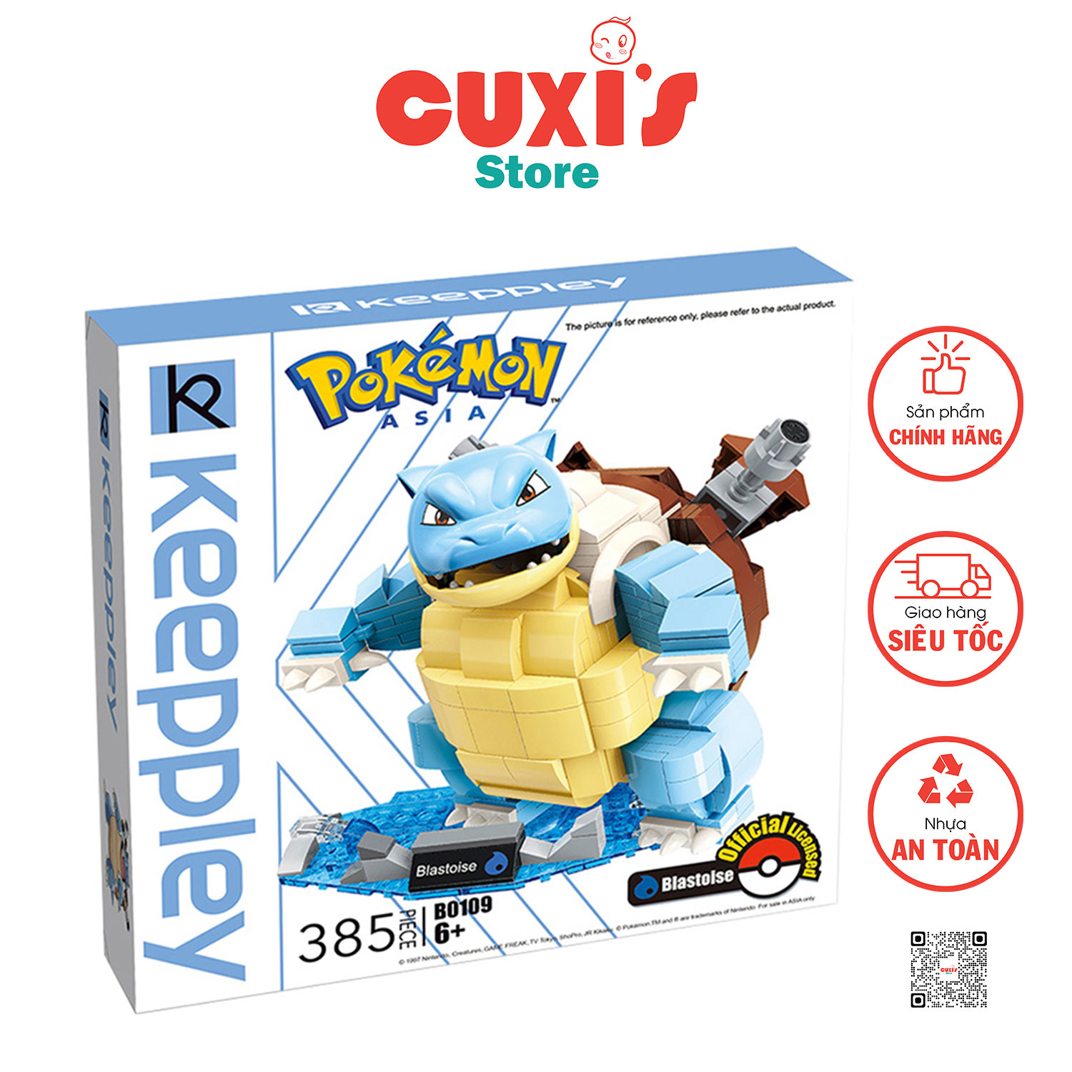 [Hộp Global] Đồ chơi lắp ráp lego Pokemon Keeppley Pokemon B0109 – Pokemon - Blastoise (385 Mản