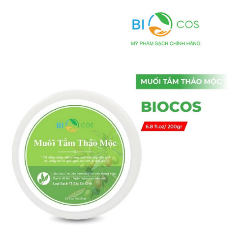 Muối Tắm Thảo Mộc Biocos - Tẩy Da Chết Ngăn Ngừa Mụn Sáng Da Thơm Mát 200G