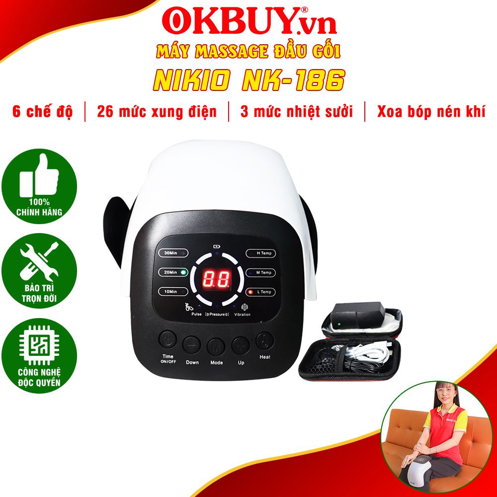Máy massage đầu gối Nikio NK-186 - Công nghệ 5in1 rung, nóng, xung điện, hồng ngoại và túi khí