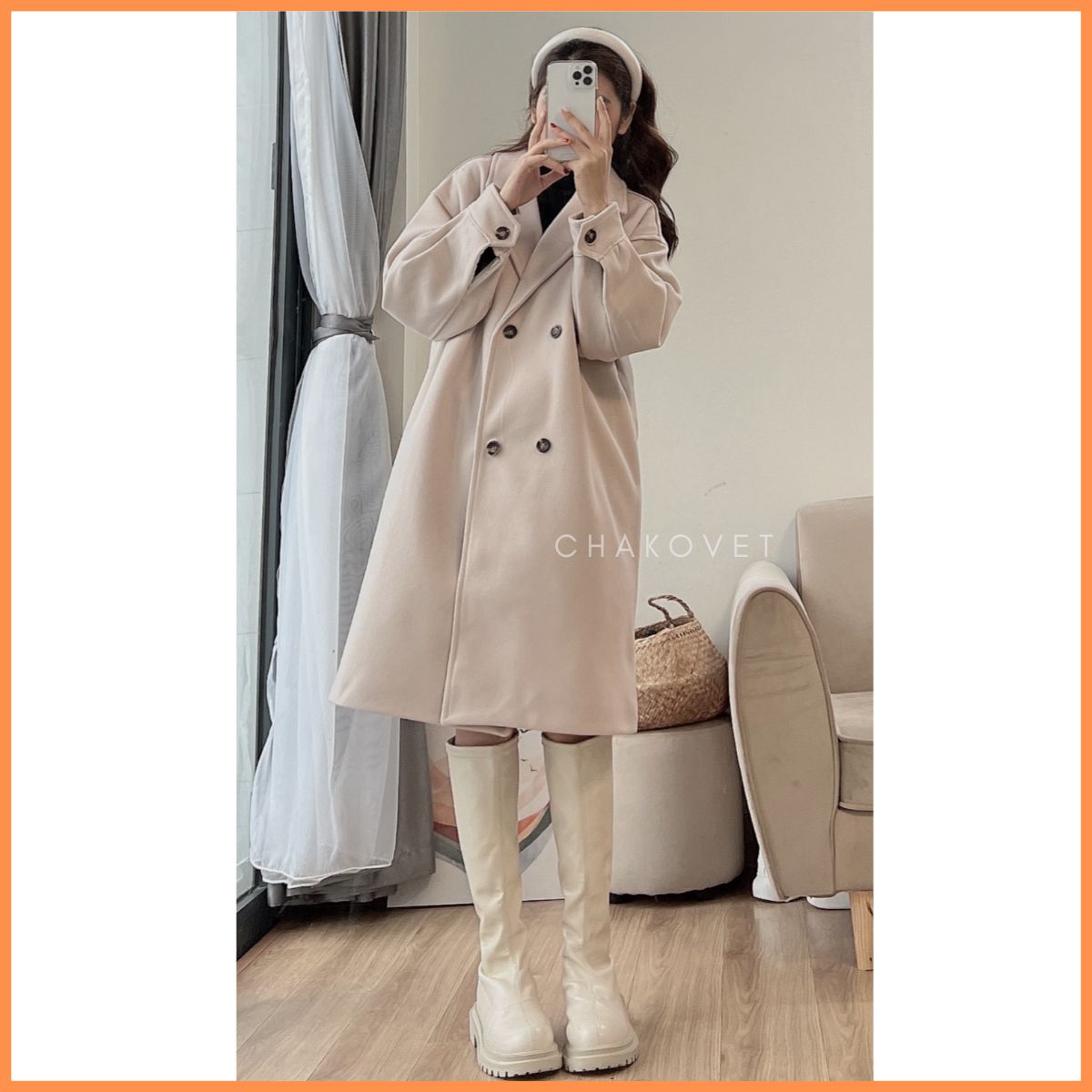 Áo Khoác Dạ Dáng Dài Cổ Vest 2 Túi Sườn Cực Thanh Lịch A.8547 Áo Dạ 2 Lớp Thích Hợp Học Sinh Công Sở
