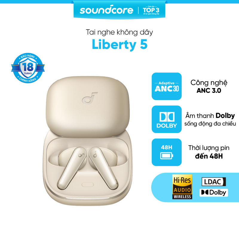 Tai nghe bluetooth soundcore Liberty 5 ANC 3.0 | Pin 48 giờ | Kháng bụi nước IP55 | AI Translation