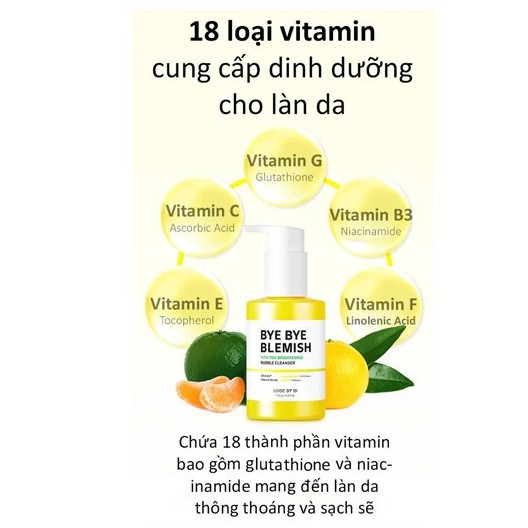 Gel Rửa Mặt Sủi Bọt Giảm Nám Sáng Da Some By Mi Yuja Bye Bye Blemish Vita Tox Brightening Bubble Cleanser 120G