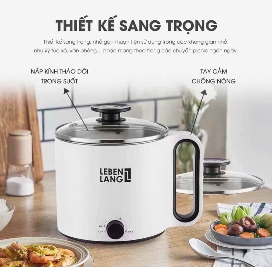 Nồi lẩu điện mini  Lebenlang 1500ml thương hiệu Đức bảo hành 2 năm LBEC0808