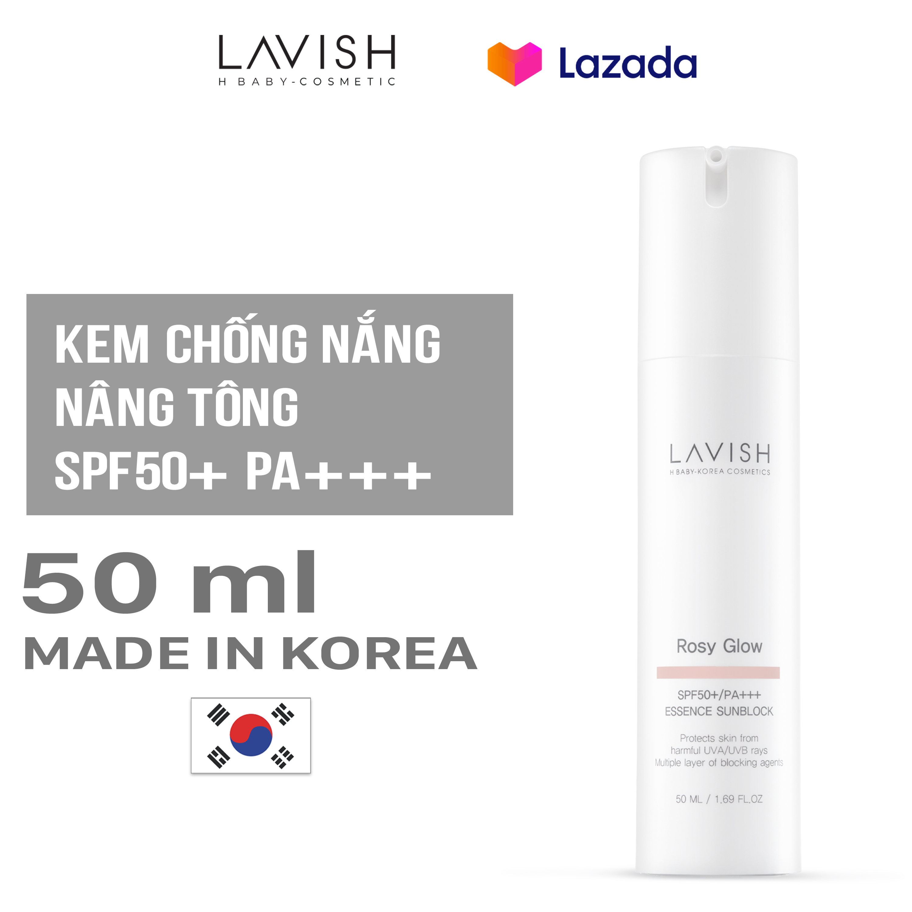 LAVISH H BABY ESSENCE SUNBLOCK SPF50+ PA+++ - 50ml - Kem chống nắng dưỡng trắng chống lão hoá