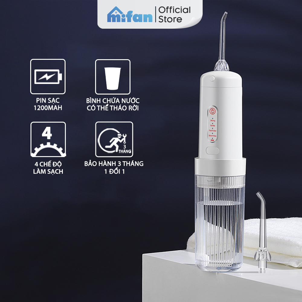 Máy Tăm Nước Xịt Vệ Sinh Răng Miệng Mifan Model 2021 - Bình Nước Tháo Rời Tiện Lợi Chống Nước Ipx5 2 Đầu Phun Pin Sạc 1200Mah - Bh 3 Tháng 1 Đổi 1