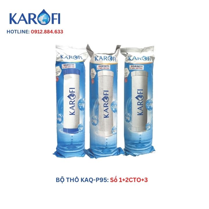 Trọn bộ lõi lọc thay thế cho máy lọc nước Karofi KAQ-P95 KAQ-U95 KAQ-U05... (12CTO3+RO100US+HP6.2) - NHIỀU PHÂN LOẠI HÀNG