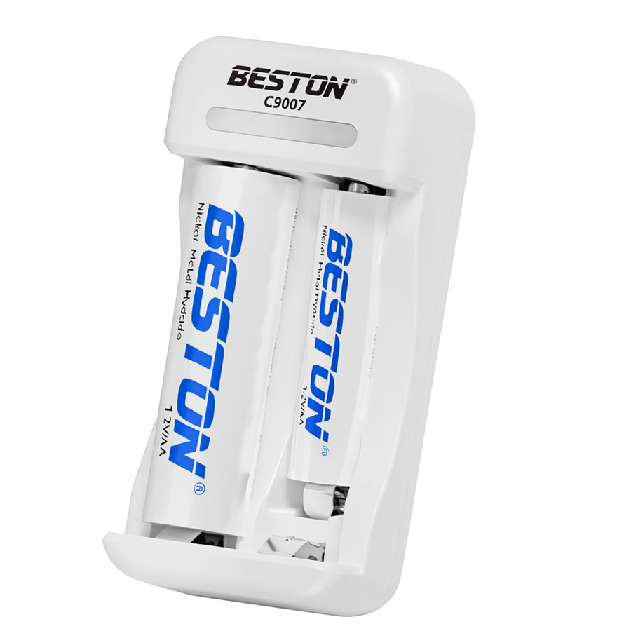 Box sạc nhanh và tự ngắt cho pin 1.2V Ni-MH Beston C9007 2 pin / C9009 4 pin / C9010 8 pin (Trắng) -