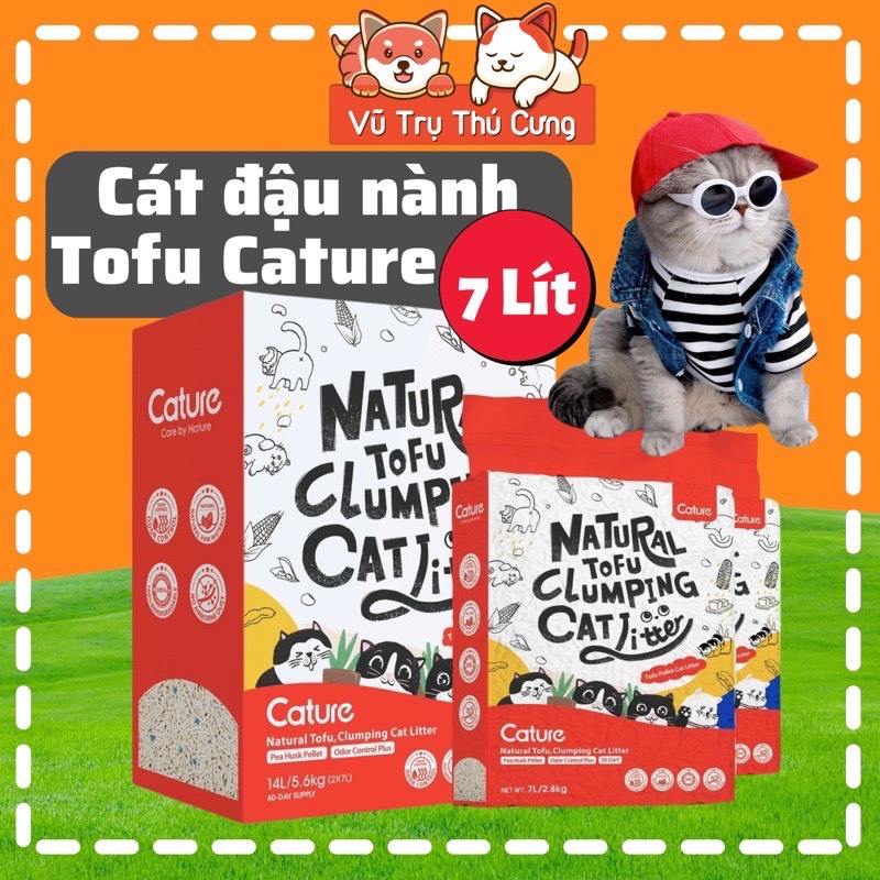 Cát vệ sinh cho Mèo Cát đậu nành Tofu Cature 7L khử mùi và vón cục hiệu quả