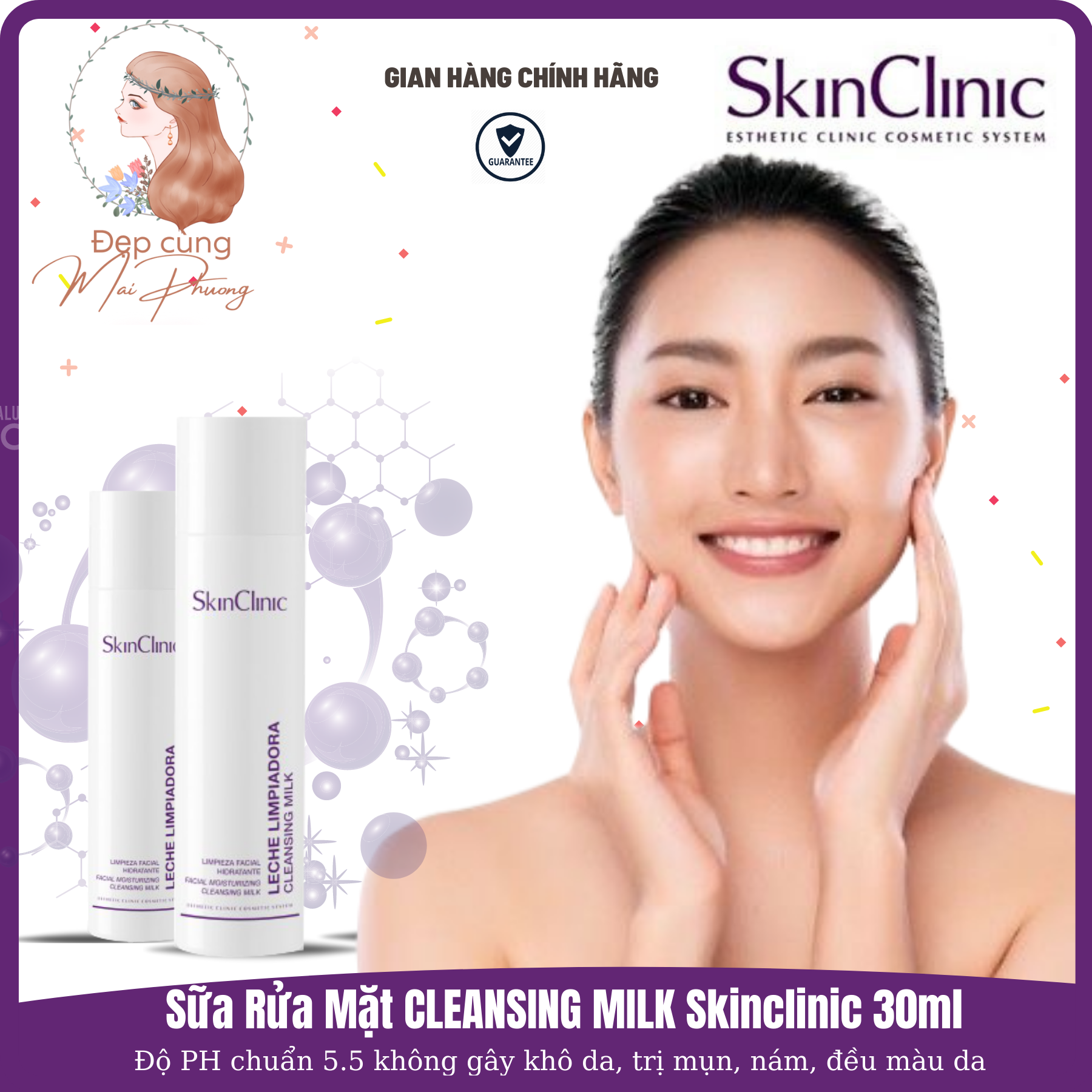 Sữa Rửa Mặt Trị Mụn Cho Da Dầu Mụn Skinclinic Cleansing Milk 30Ml