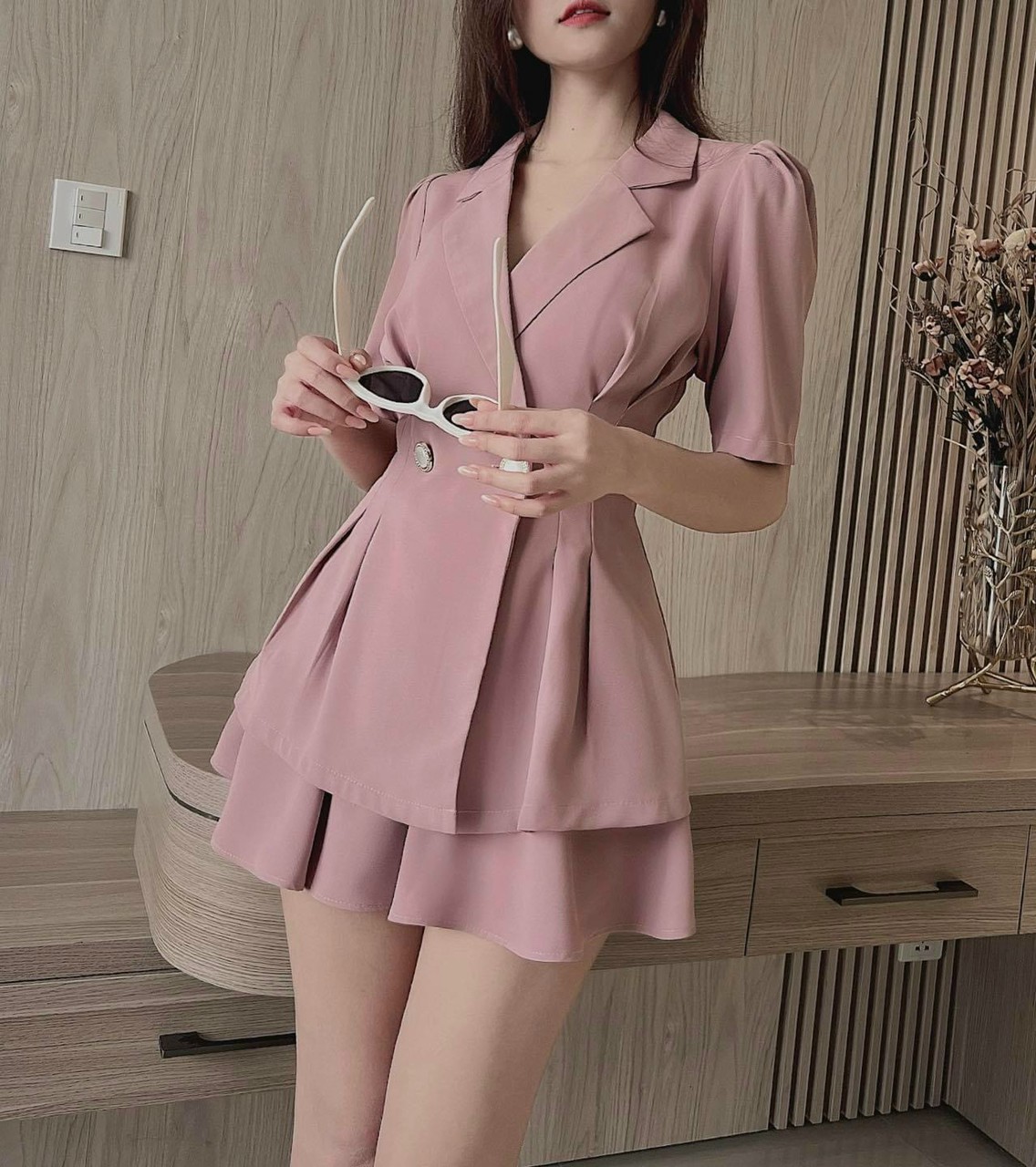 [ Flash voucher 50k Mẫu Mới 2023 ] Set bộ nữ áo vest kiểu mix chân váy phong cách Set bộ đồ nữ áo ki